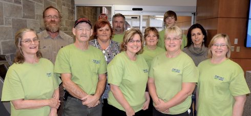 The KDH Green Team. Front row (l to r): Tracy Welsh-Frappier, Leigh Nicholls, Shelley Molson, Lorna Larabie, Manon Purcell. Middle row: Heather Wells-Baker, Anne Marie Johnston, Tammy Buehlow. Back row: Harold Westendorp, Dennis Piche and co-op student Jordan Fleming.