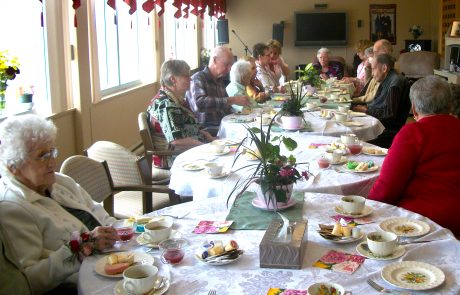Group of seniors in dining area